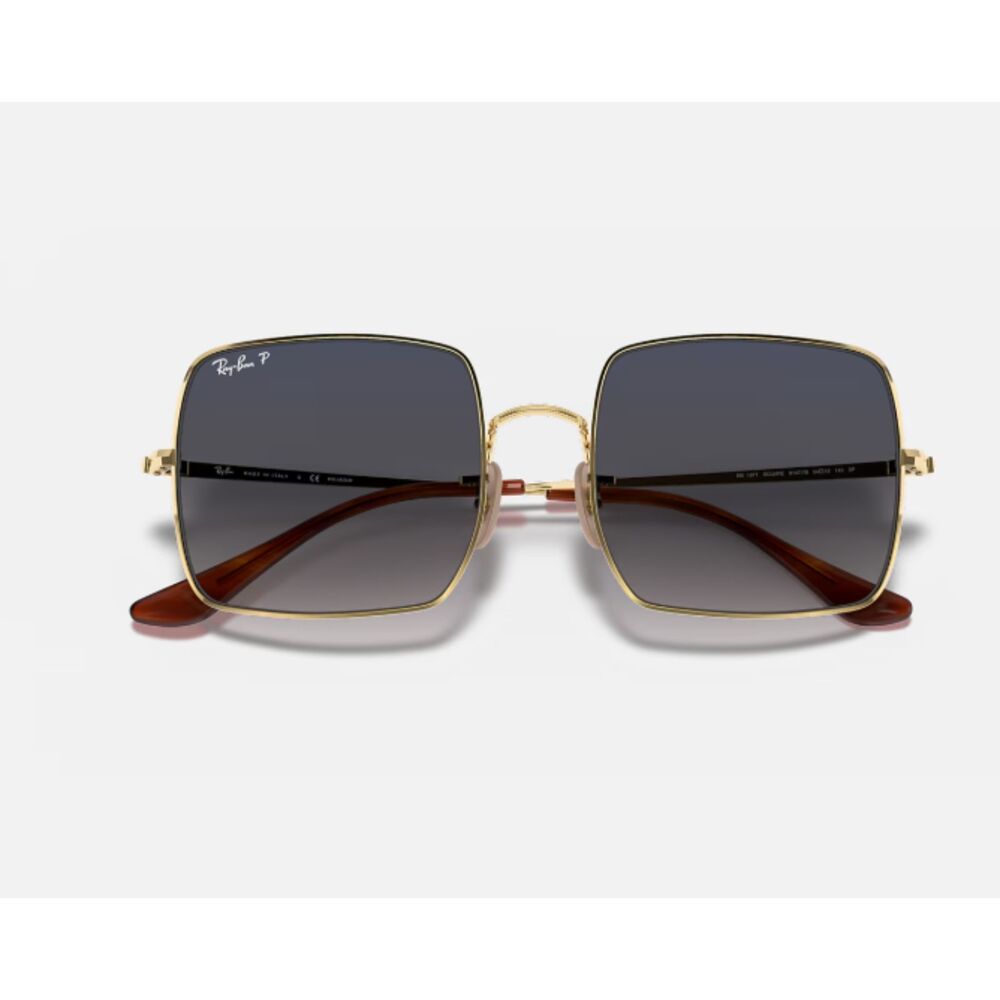 Ray-Ban SQUARE 1971 CLASSIC Sunglasses Gold Blue Grey case